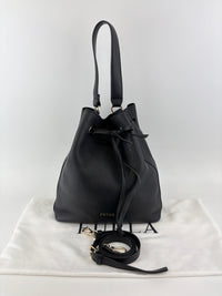 Costanza Black Leather Bucket Bag