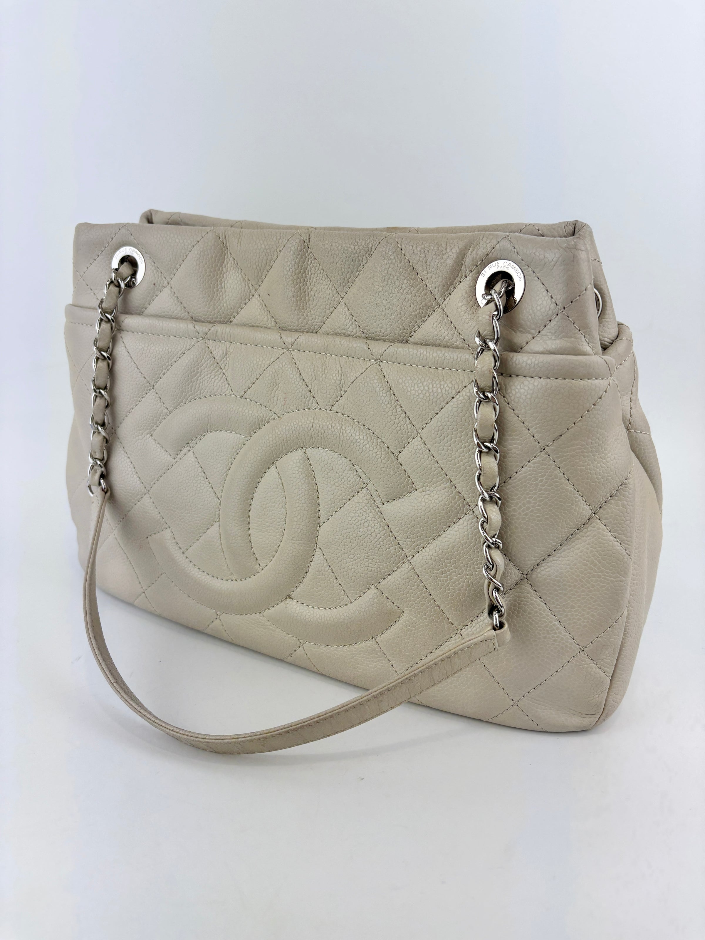 Medium Timeless CC Soft Tote Quilted Caviar Leather Bag