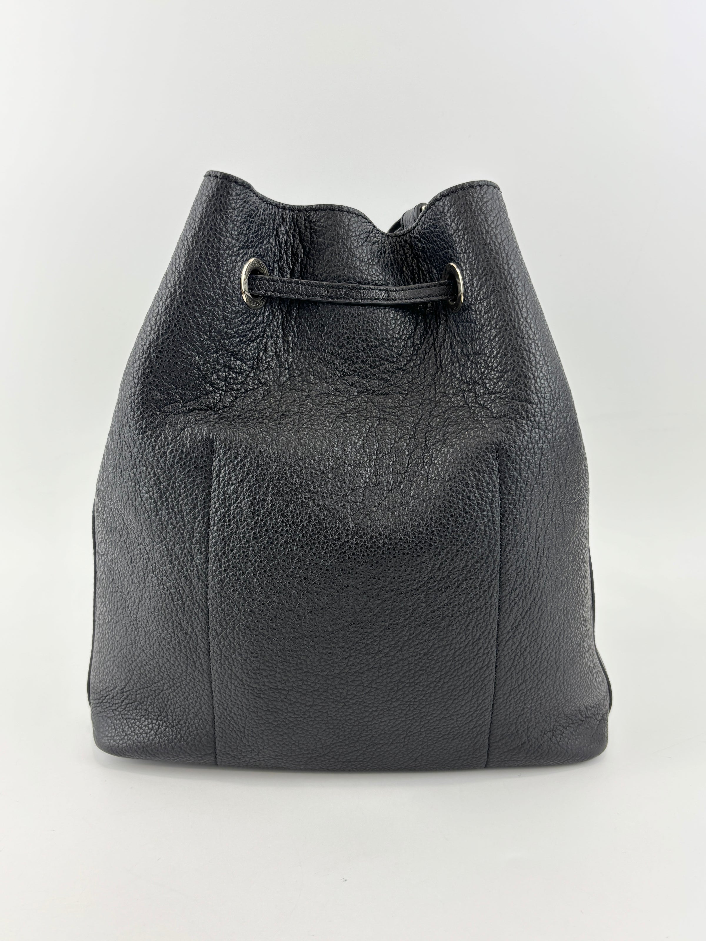 Costanza Black Leather Bucket Bag