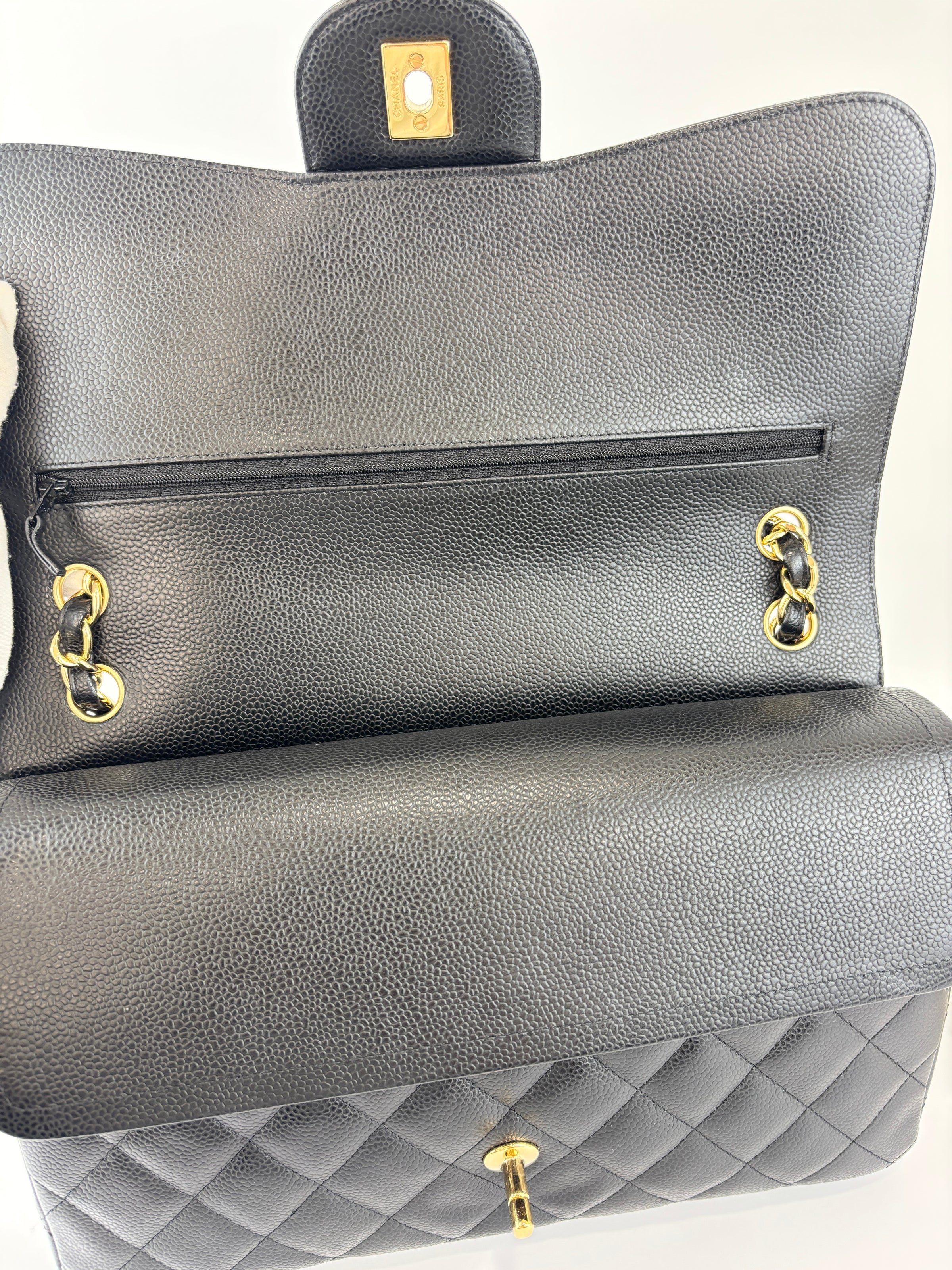 Black Caviar Jumbo Classic Double Flap Bag GHW