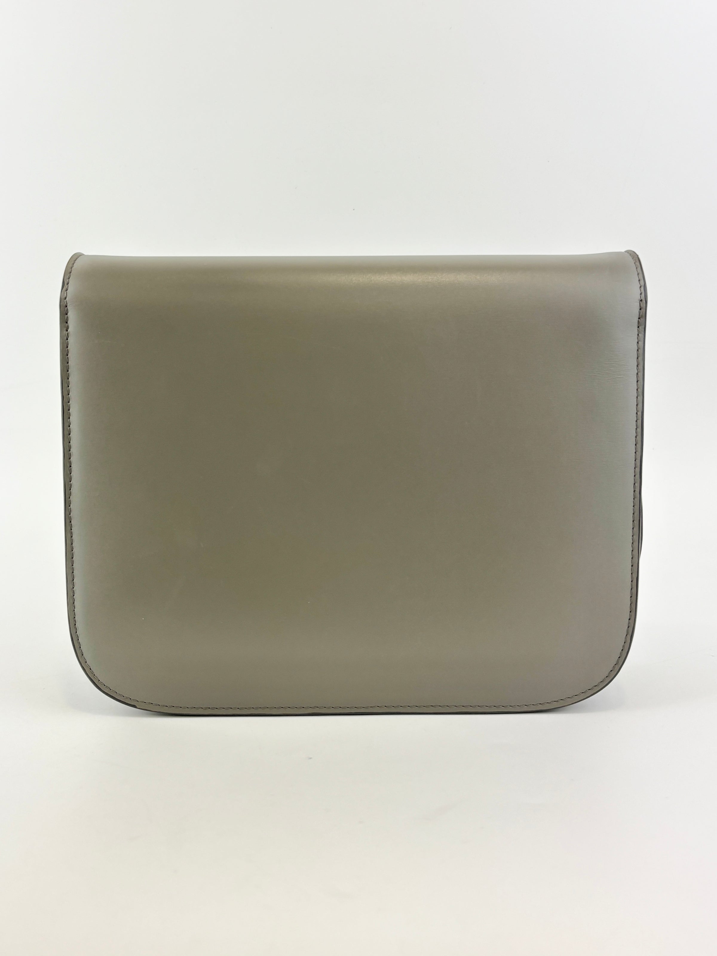 Grey Leather Medium Classic Box Shoulder Bag