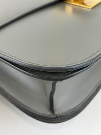 Grey Leather Medium Classic Box Shoulder Bag