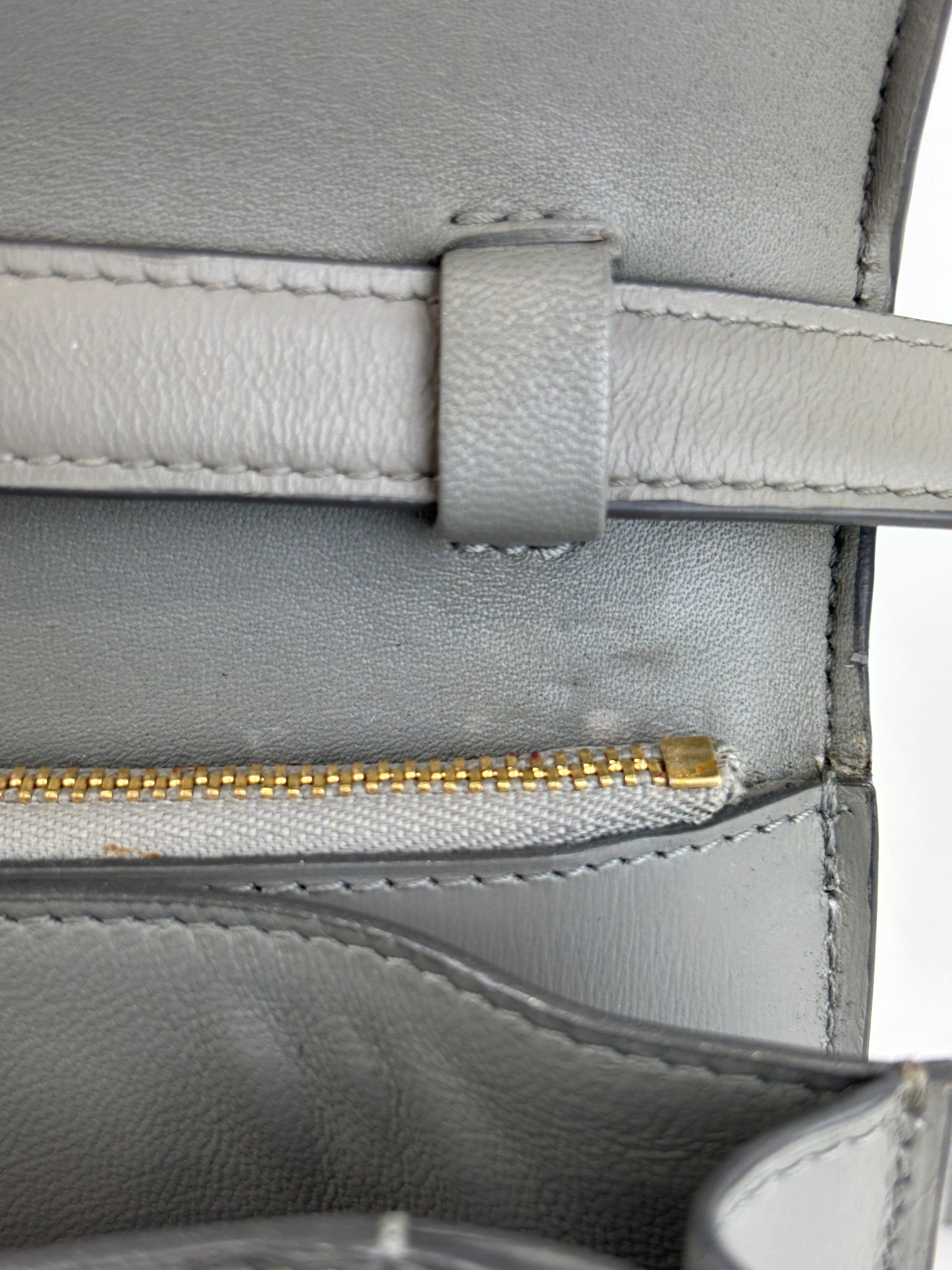 Grey Leather Medium Classic Box Shoulder Bag