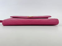 Monogram Envelope Wristlet Matelasse Chevron Leather in Fuchsia GHW