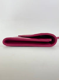 Monogram Envelope Wristlet Matelasse Chevron Leather in Fuchsia GHW