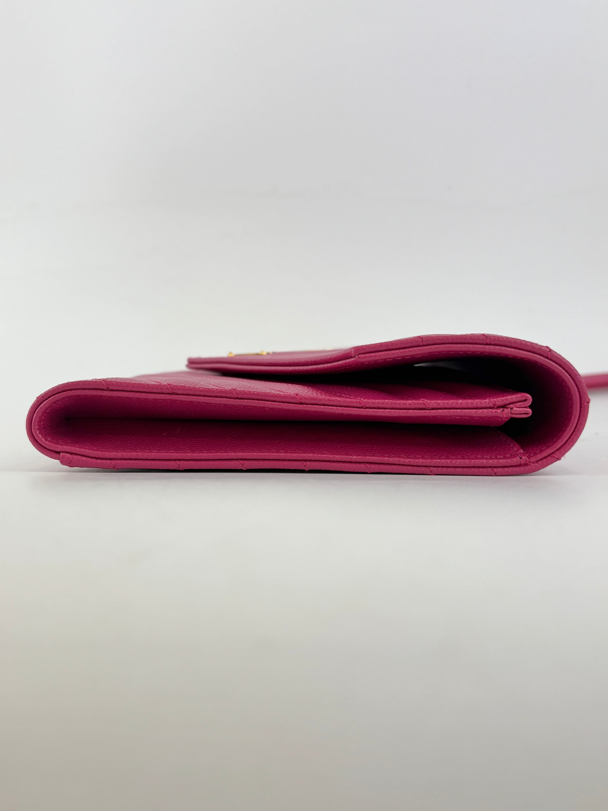 Monogram Envelope Wristlet Matelasse Chevron Leather in Fuchsia GHW