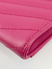 Monogram Envelope Wristlet Matelasse Chevron Leather in Fuchsia GHW