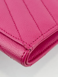 Monogram Envelope Wristlet Matelasse Chevron Leather in Fuchsia GHW