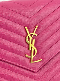 Monogram Envelope Wristlet Matelasse Chevron Leather in Fuchsia GHW