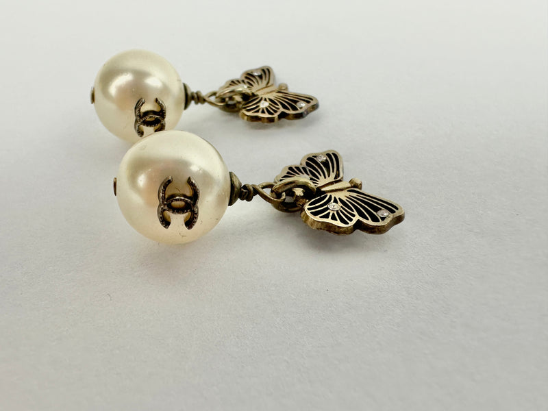 Butterfly with Pearl Drop Earrings