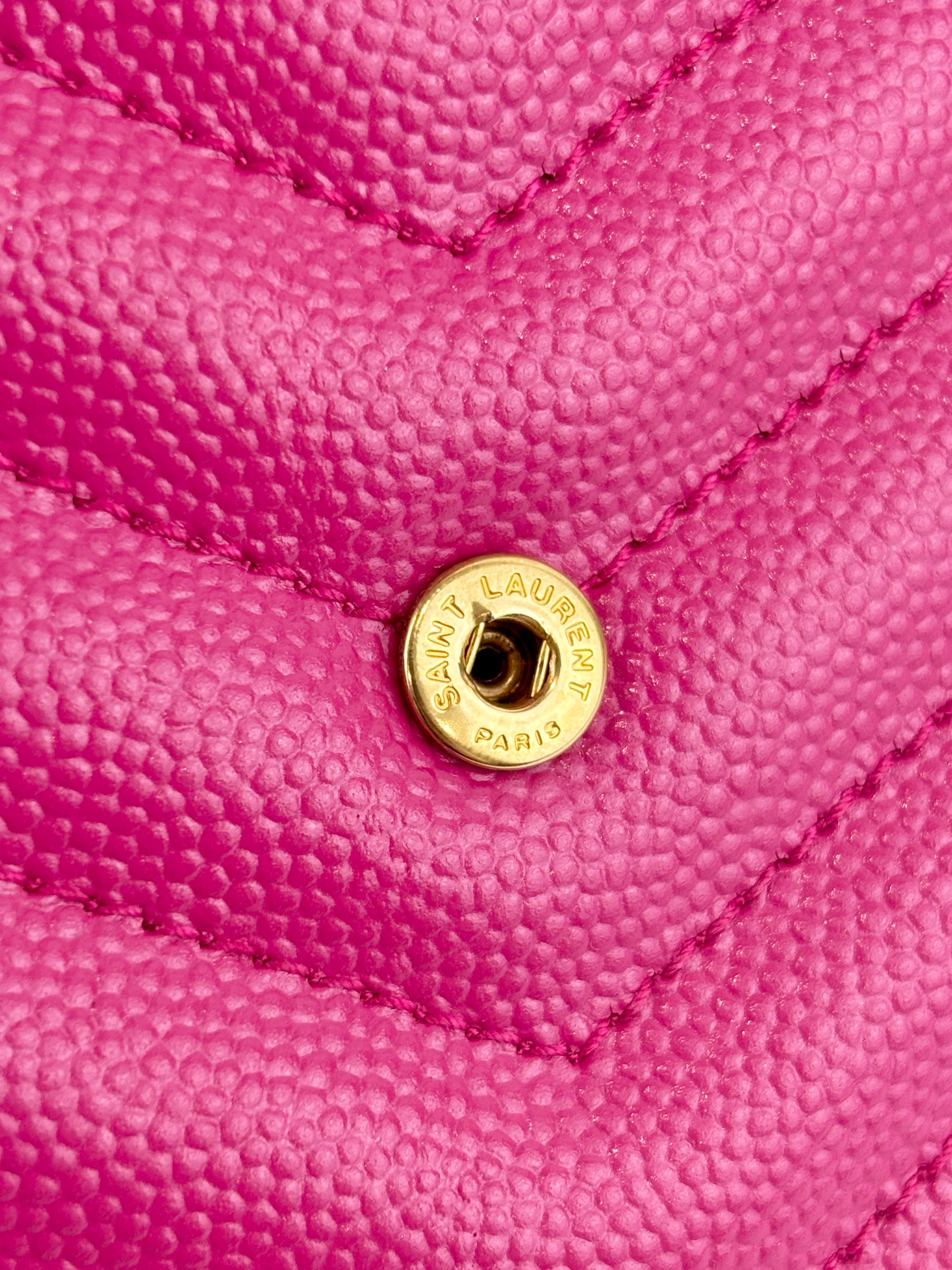 Monogram Envelope Wristlet Matelasse Chevron Leather in Fuchsia GHW