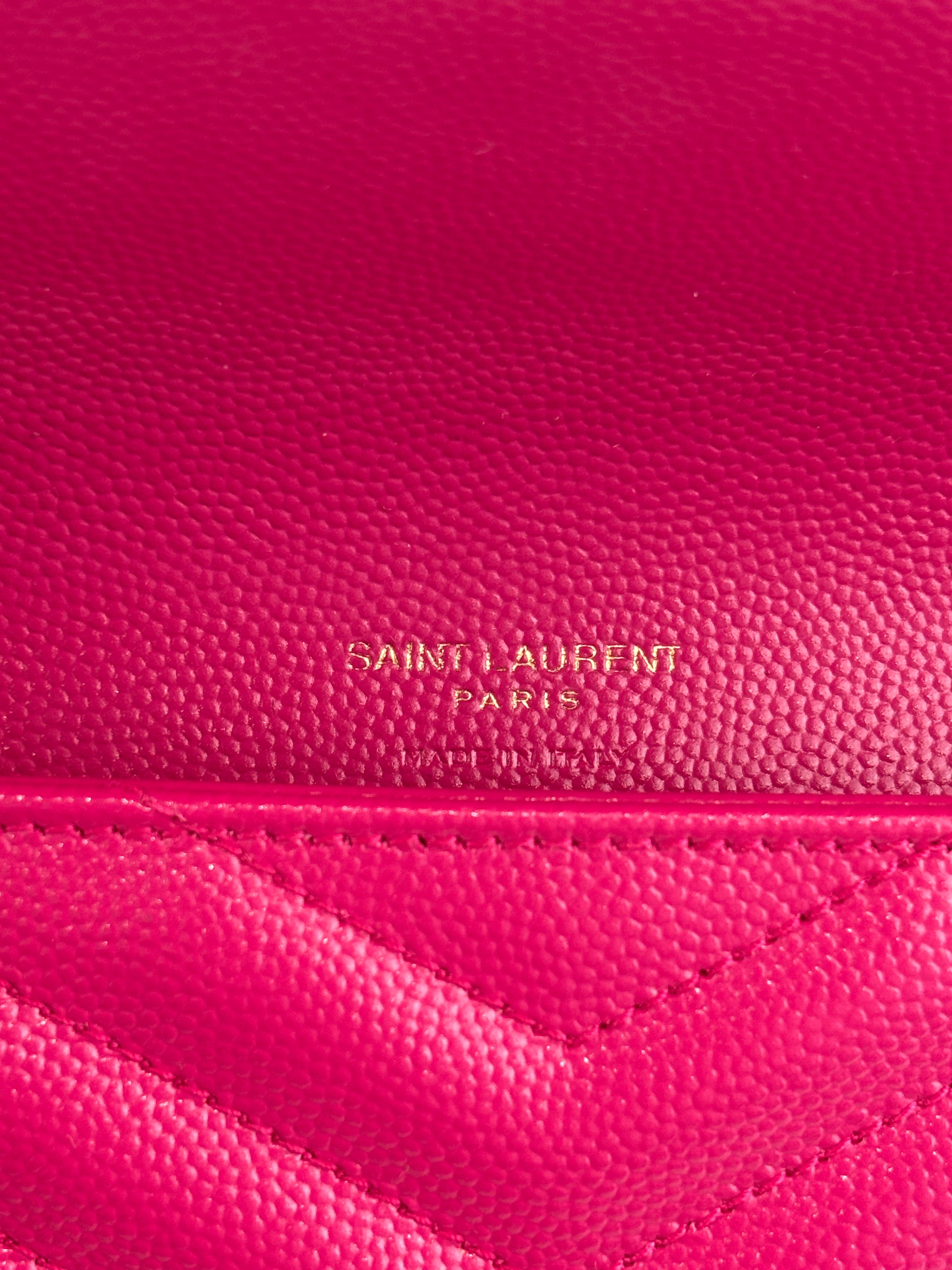 Monogram Envelope Wristlet Matelasse Chevron Leather in Fuchsia GHW
