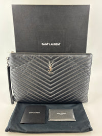 Calfskin Matelasse Chevron Monogram Large Document Holder