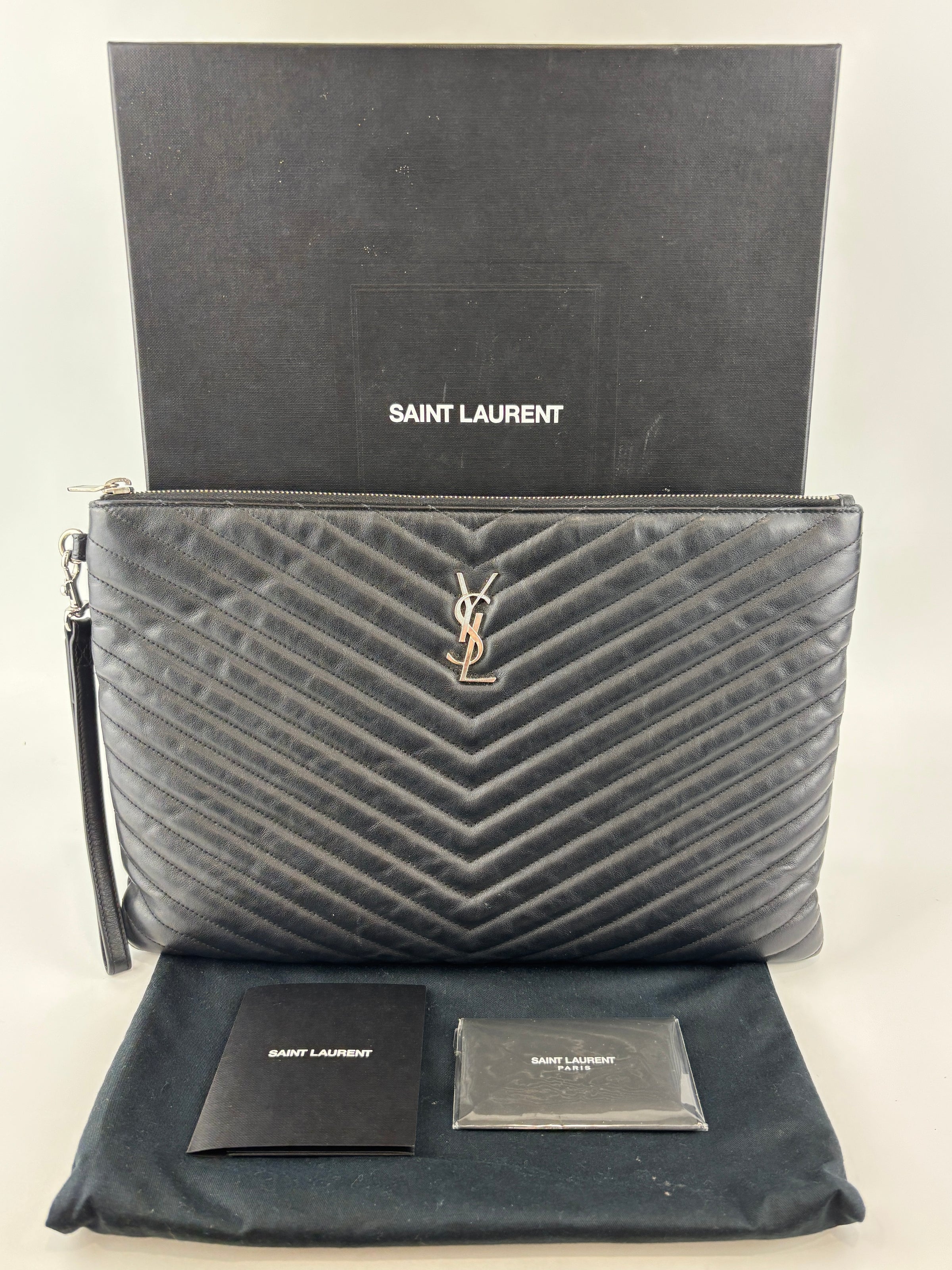 Calfskin Matelasse Chevron Monogram Large Document Holder