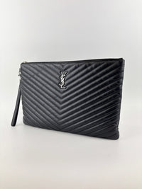 Calfskin Matelasse Chevron Monogram Large Document Holder