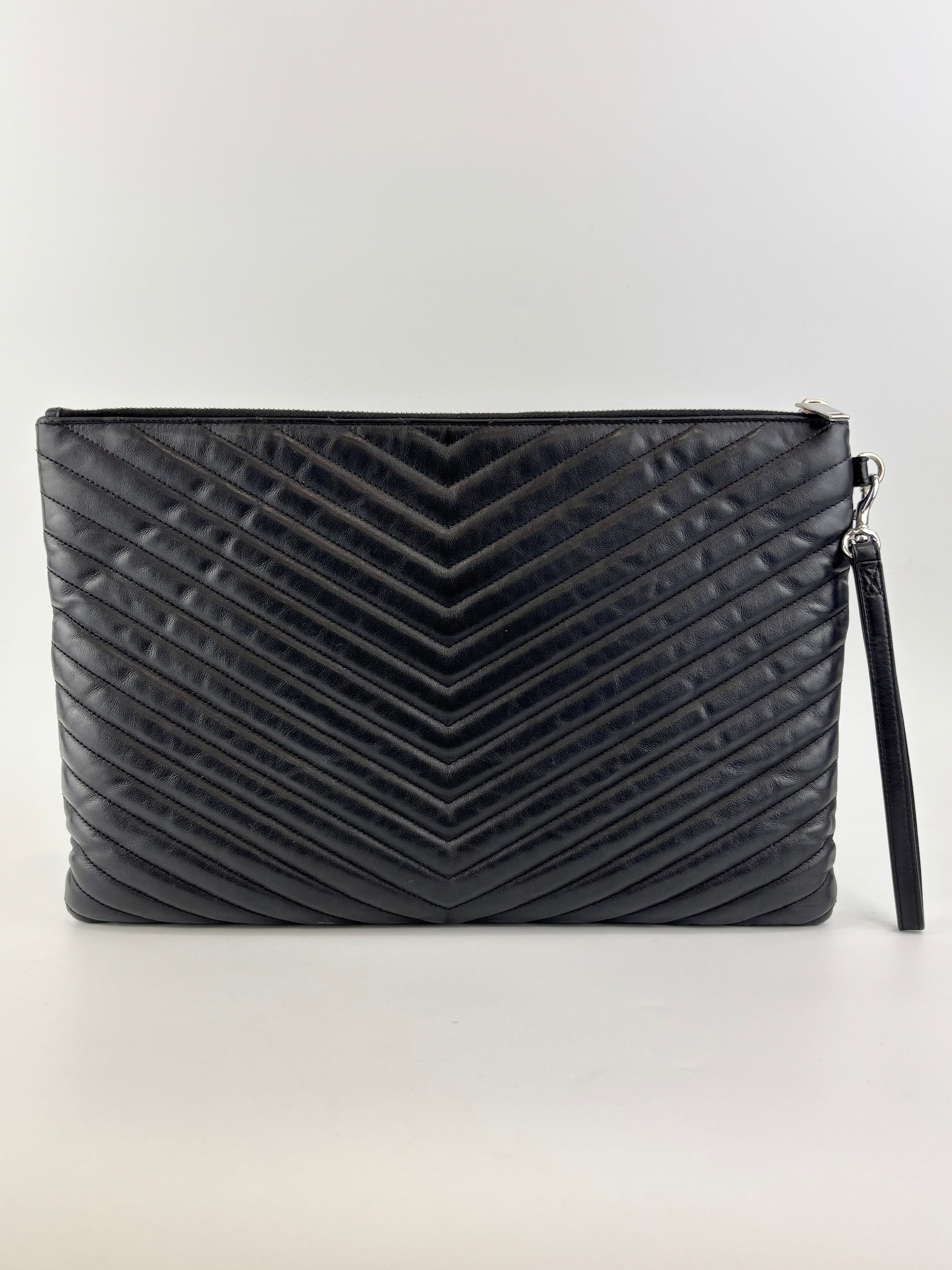 Calfskin Matelasse Chevron Monogram Large Document Holder