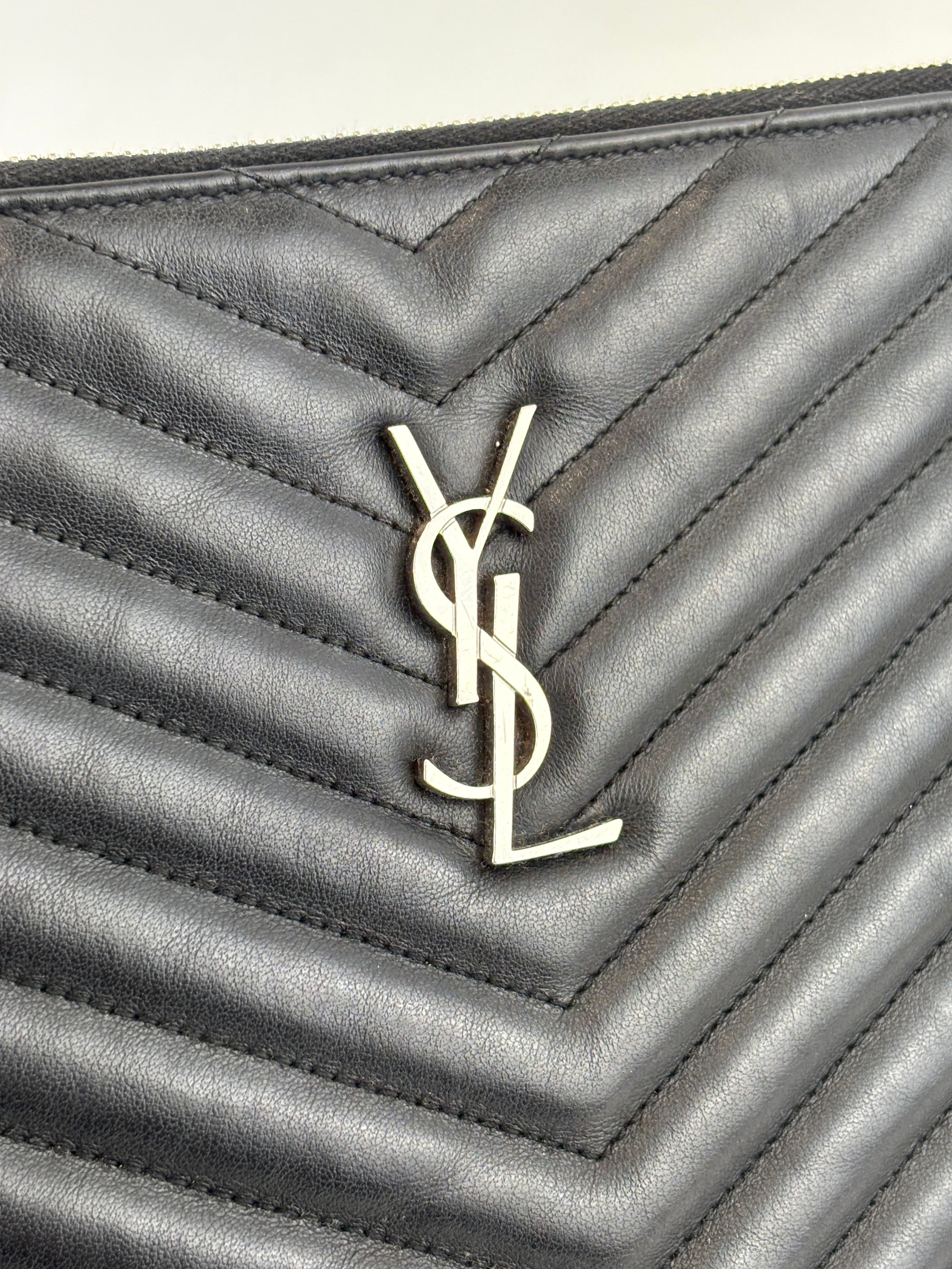 Calfskin Matelasse Chevron Monogram Large Document Holder