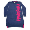 Girls Navy Cotton & Cashmere Knitted Roma Dress