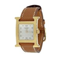 Heure 25mm H Watch in Gold Chestnut Strap GHW