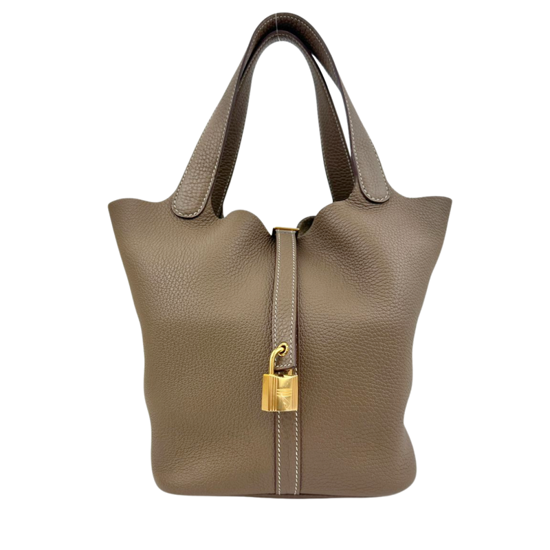 Picotin Lock 22 Etoupe Taurillon Clemence GHW