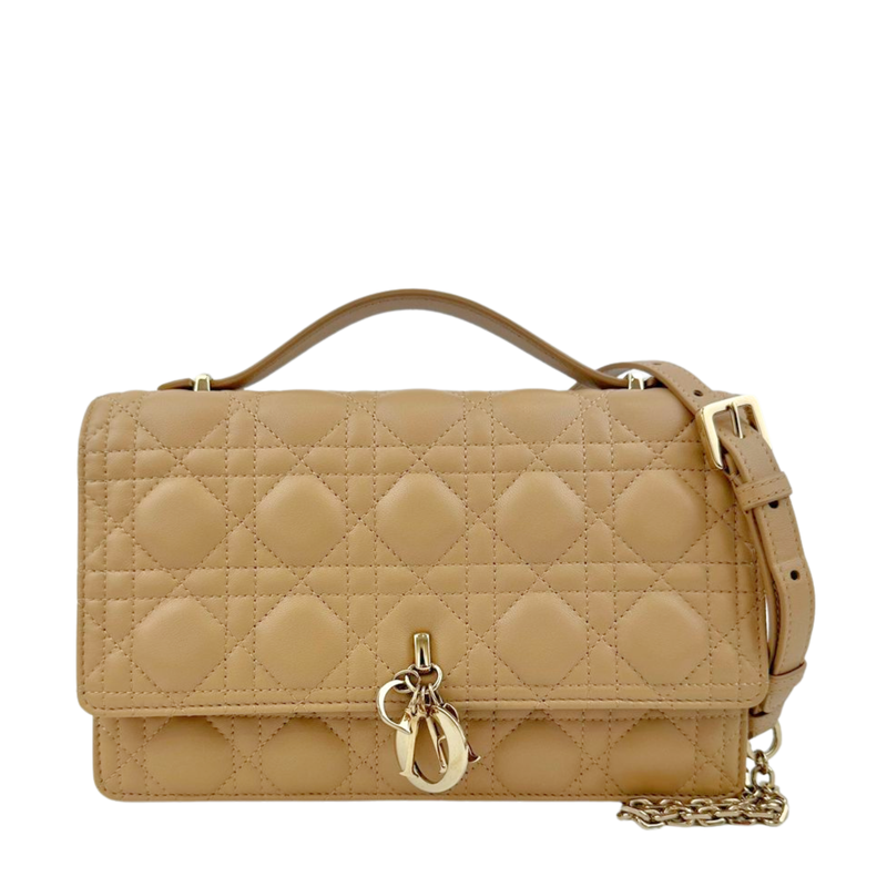 My Dior Top Handle Biscuit Cannage Lambskin Leather Bag