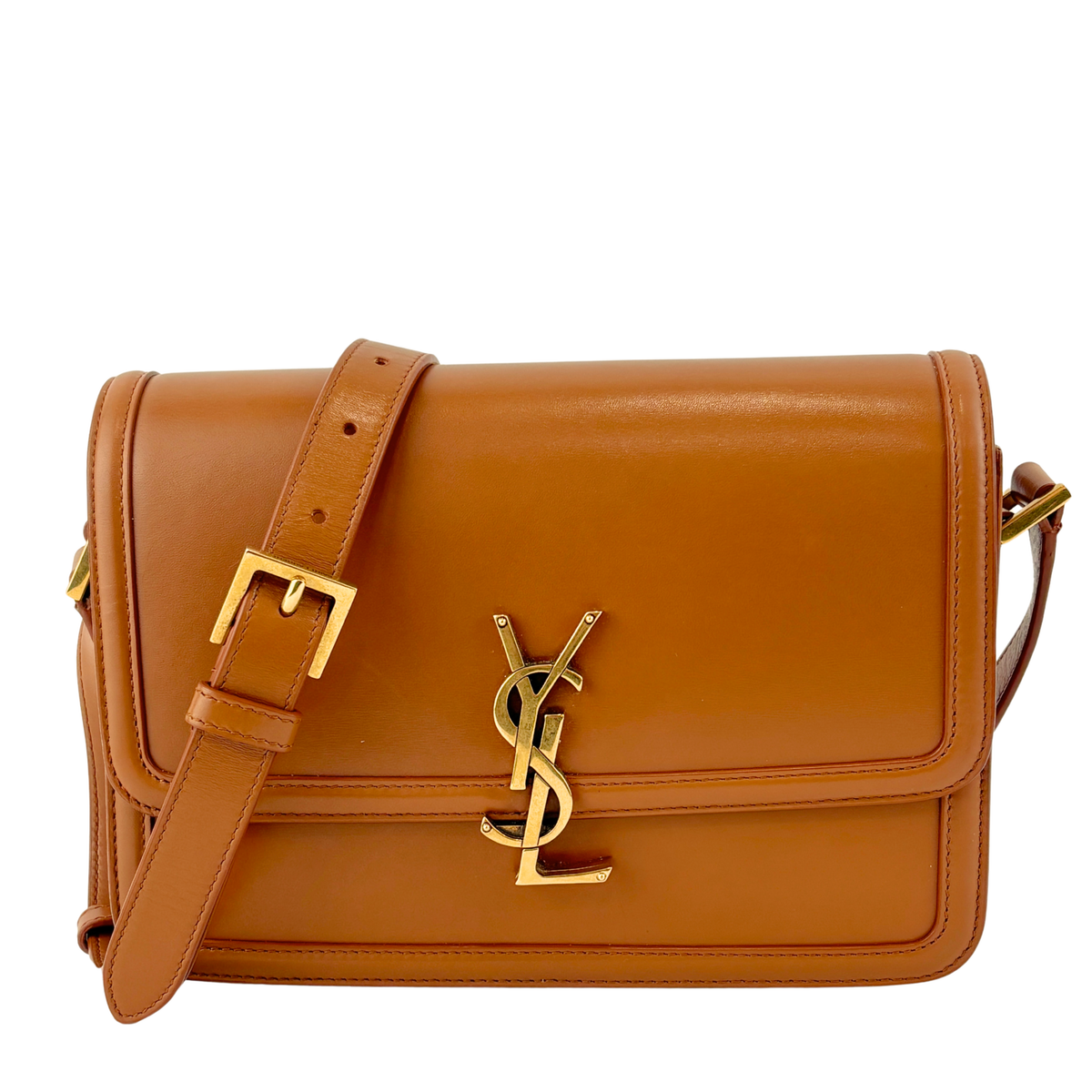 Box Calfskin Monogram Medium Solferino Satchel Natural Tan - Glampot