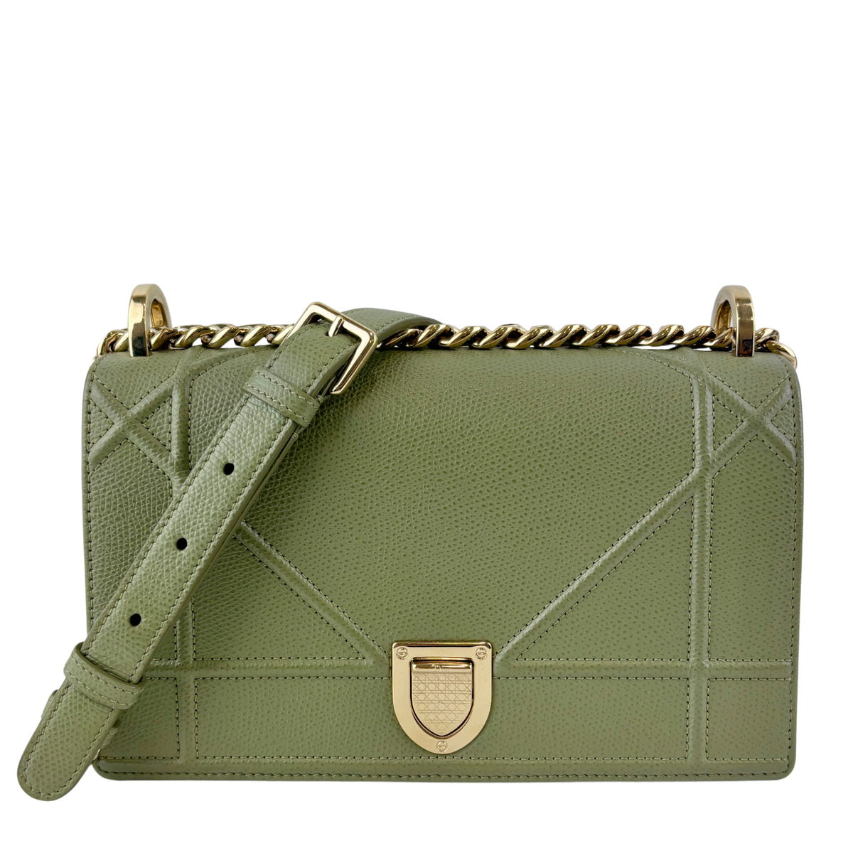 Small Diorama in Light Green Grained Calfskin Leather - Glampot