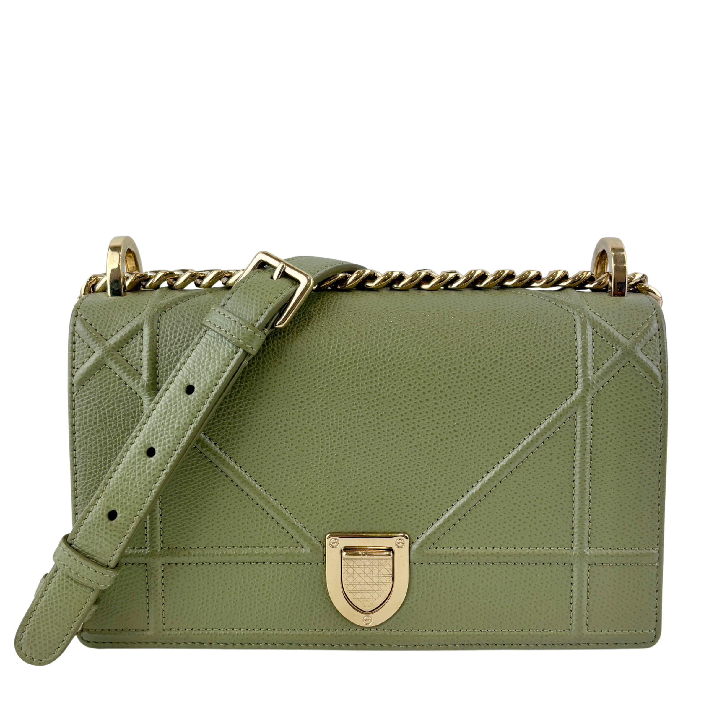 Small Diorama in Light Green Grained Calfskin Leather