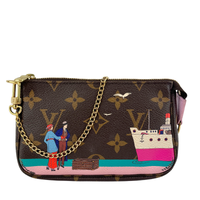 Limited Edition Monogram Illustre Transatlantic Mini Pochette Accessories in Rose Ballerine
