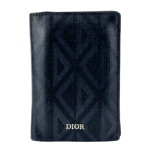 CD Diamond Printed Coated Canvas Vertical Bifold Cardholder Wallet