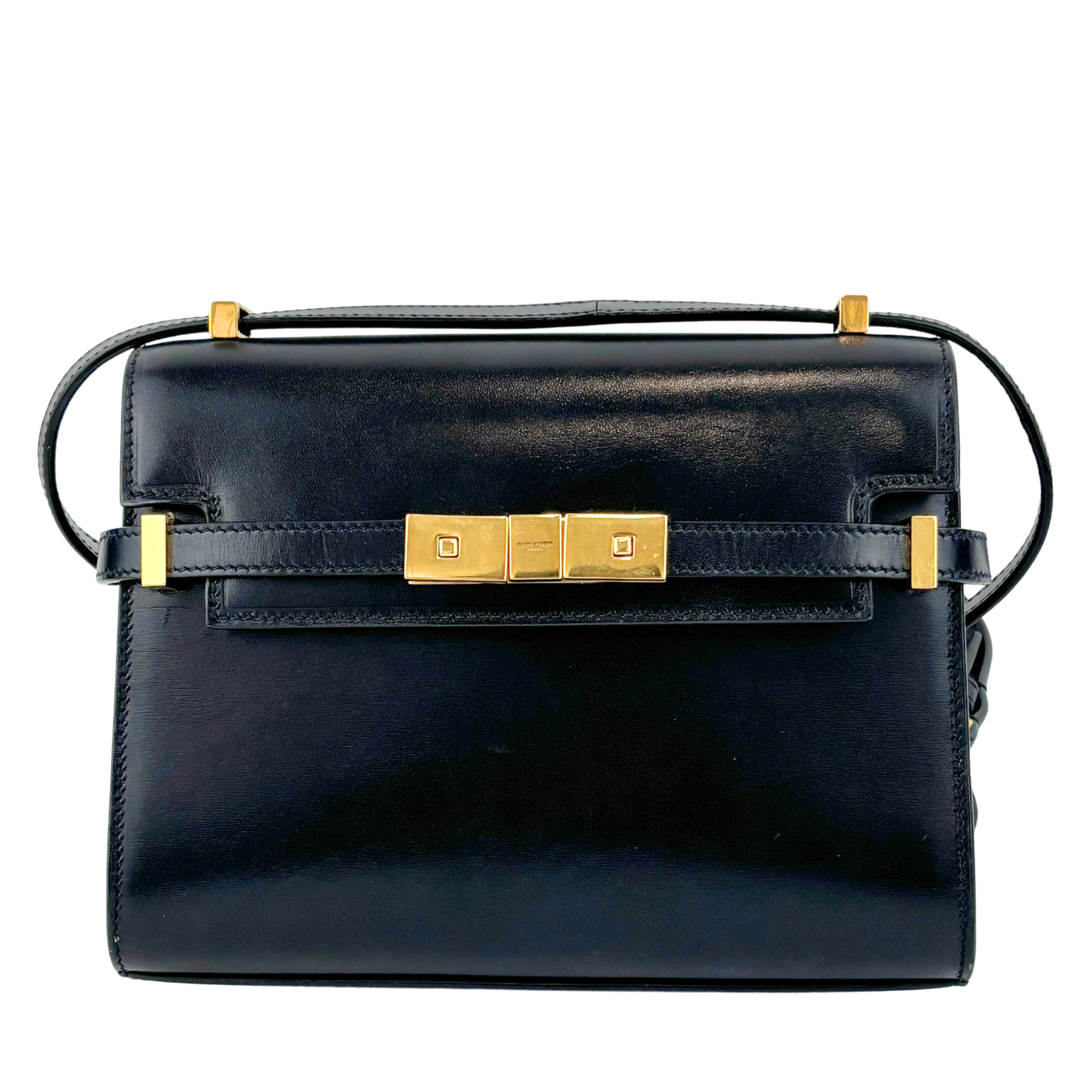 Baby Manhattan Leather Shoulder Bag Black