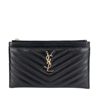 504922 Black Matelasse Quilted Monogram Bill Pouch