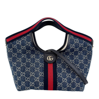 Giglio Small Tote Bag in Blue and White GG Denim
