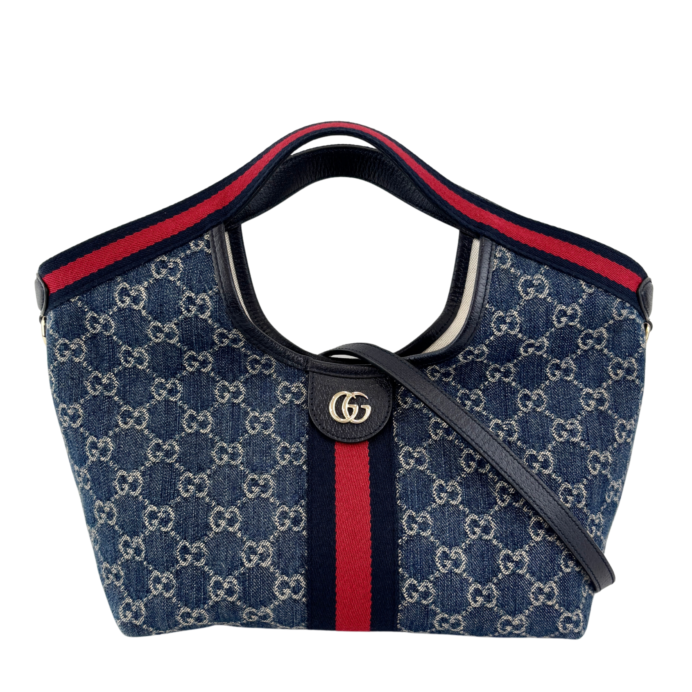 Giglio Small Tote Bag in Blue and White GG Denim