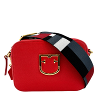 Mini Brava Crossbody Bag in Red Textured Leather