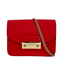 Mini Brava Crossbody Bag in Red Textured Leather
