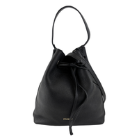 Costanza Black Leather Bucket Bag