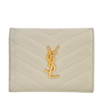 Cassandre Matelassé Flap Grain de Poudre Leather Blanc Vintage Card Case GHW