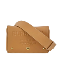 Hackberry Horseferry Debossed Leather Crossbody Bag in Warm Sand