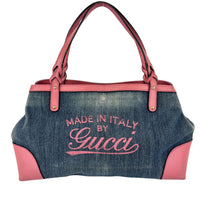 Craft Denim Tote Bag in Blue / Pink