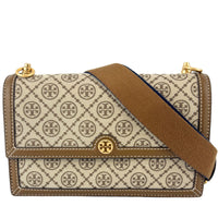 T Monogram Hazelnut Jacquard Shoulder Bag GHW
