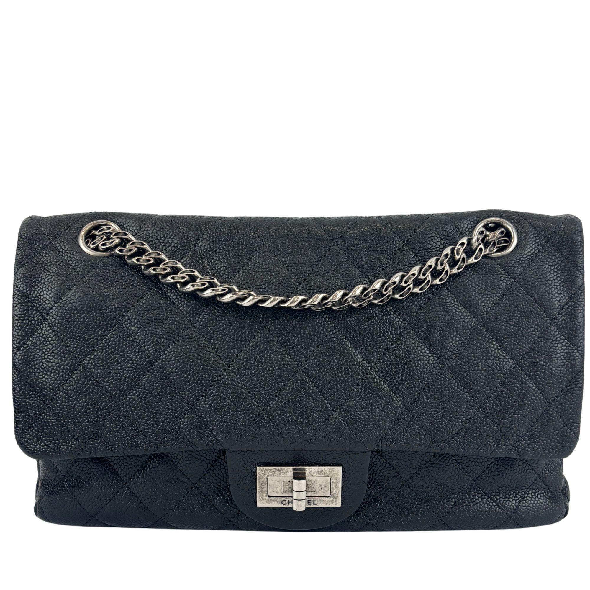 Black Quilted Matte Caviar Bijoux Chain 225 Reissue 2.55 Flap RHW