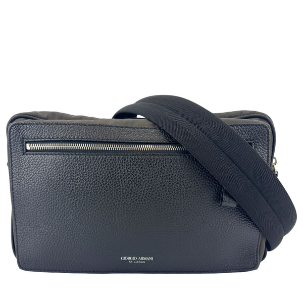 Nylon and Leather Messenger / Camera Bag Khaki/Black