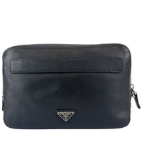 Black Saffiano Leather Portfolio Zip Clutch
