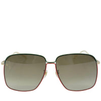 GG0394S Rectangular Metal Sunglasses in Green/Red with Gold Detail