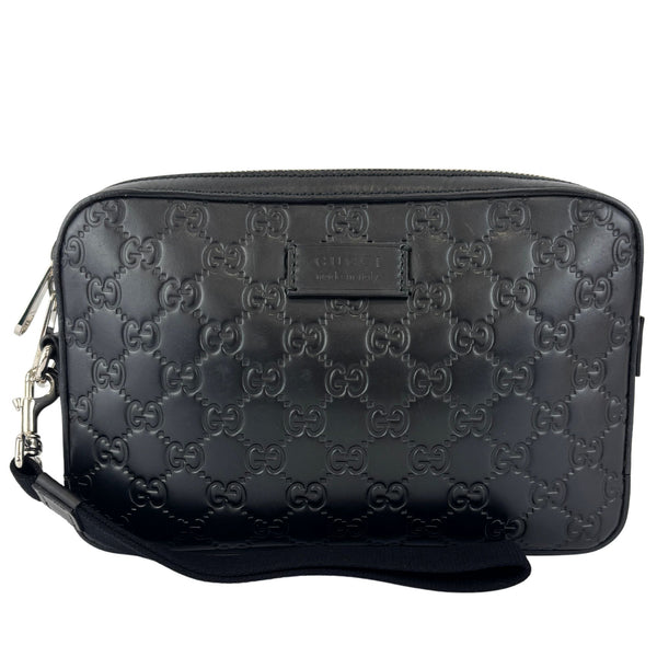 Signature Guccissima Embossed Leather Zip Clutch with Wristlet