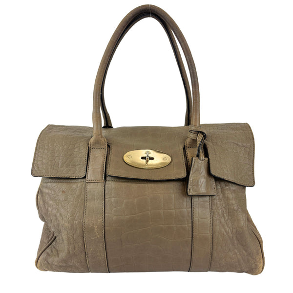 Bayswater Taupe Croc Embossed Leather