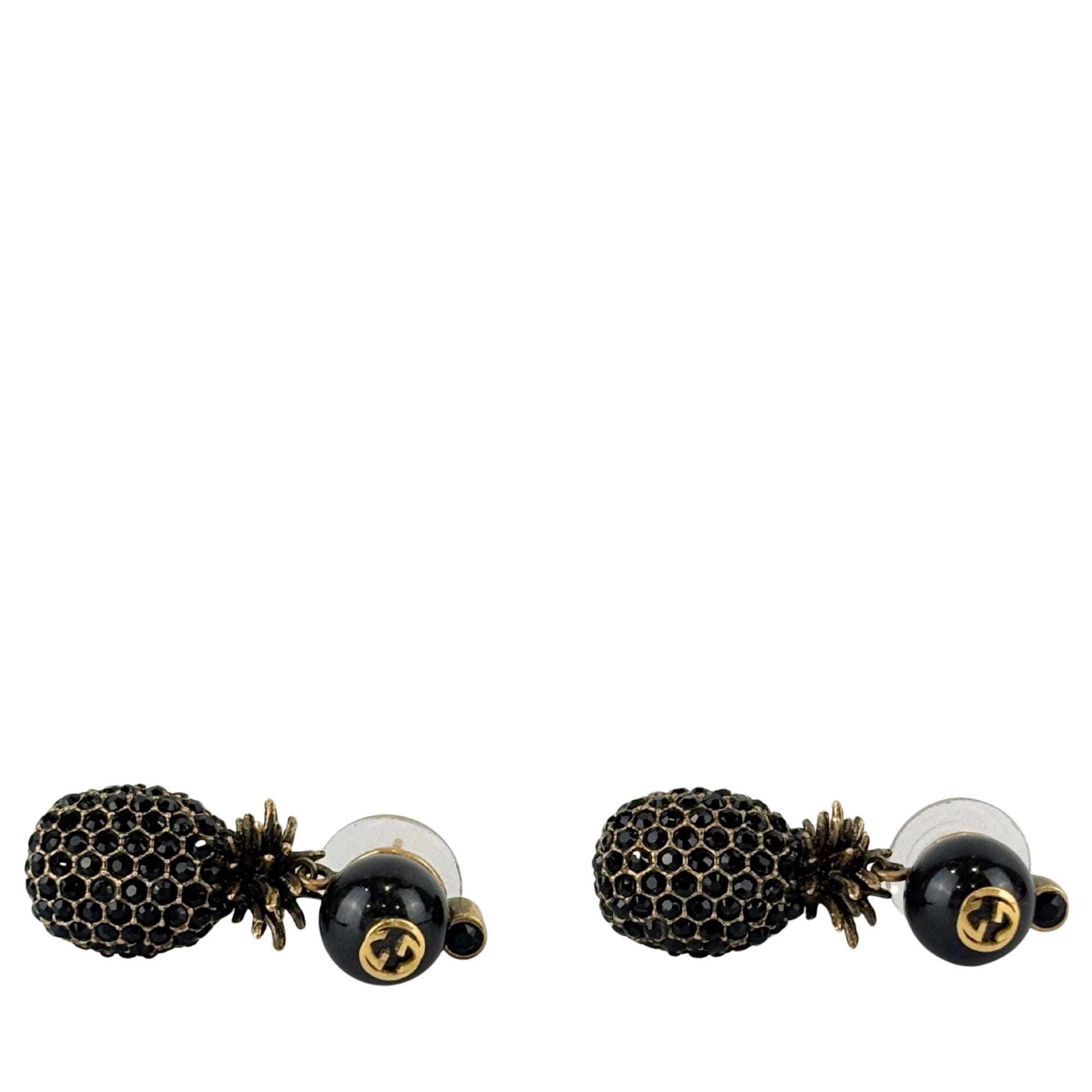 Gold & Black Pineapple Pearl Earrings