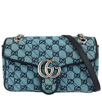 GG Marmont Small Canvas Shoulder Bag in Blue