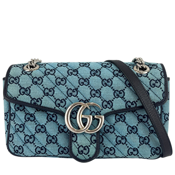 GG Marmont Small Canvas Shoulder Bag in Blue